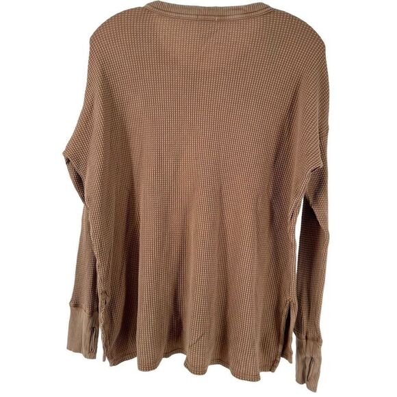 Aerie Offline Waffle Knit Thermal Reindeer Run Graphic Brown Size S Relaxed Fit - Picture 2 of 10